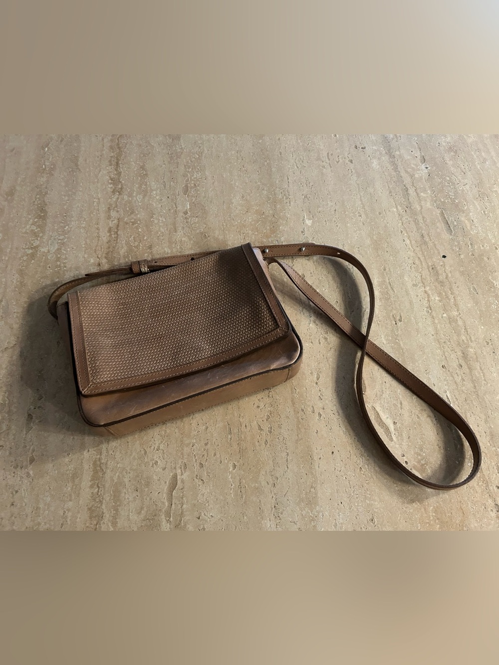 Nisolo Brown Woven Leather Crossbody Bag
